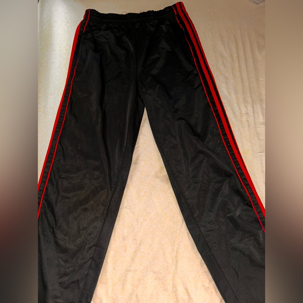 Black Joggers with Red Stripes